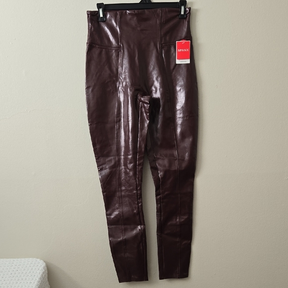 SPANX Pants - SPANX Glossy Dark Brown Leggings